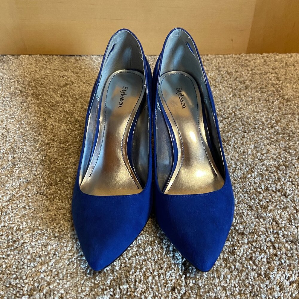 Style & Co. Blue Leather 3 1/2" High Heels: Size 7.5M